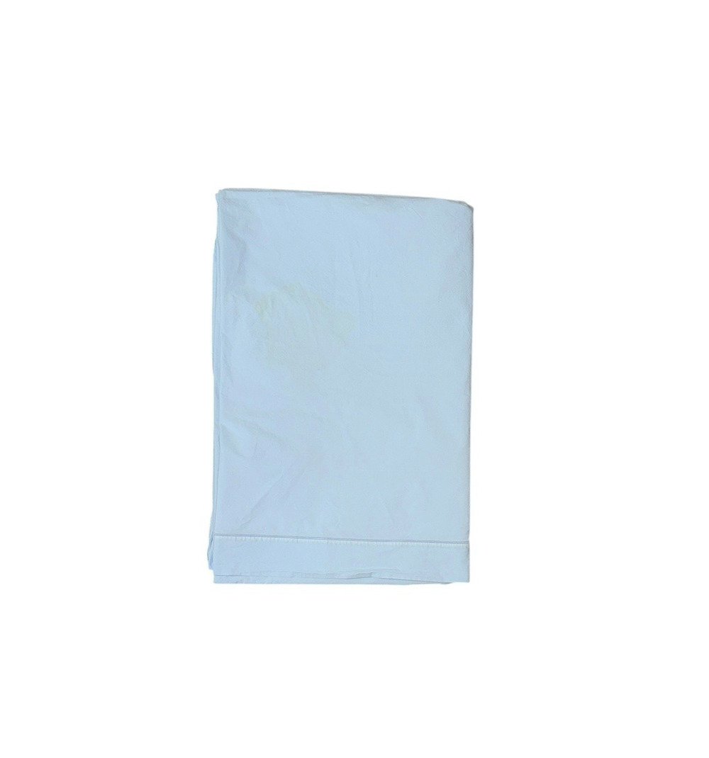 Vintage French Blue Flat Sheet 100% Cotton Baby Light Twin Size Bedding Stains